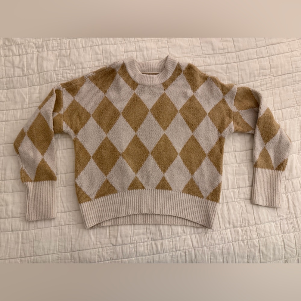 Abercrombie & Fitch Beige and White Knit Sweater